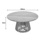 Τραπέζι σαλονιού Radiane pakoworld μασίφ ξύλο ακακίας σε φυσική απόχρωση Φ80x40εκ - Image 4