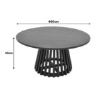 Τραπέζι σαλονιού Radiane pakoworld μασίφ ξύλο ακακίας σε μαύρη απόχρωση Φ80x40εκ - Image 4