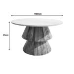 Τραπέζι σαλονιού Havai pakoworld μασίφ ξύλο mango σε φυσική απόχρωση κ λευκή επιφάνεια μαρμάρου Φ80x45εκ - Image 3