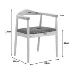 Πολυθρόνα Joube pakoworld rubberwood σε φυσική απόχρωση με μαύρο pu μαξιλάρι 59x48x73εκ