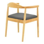 Πολυθρόνα Joube pakoworld rubberwood σε φυσική απόχρωση με μαύρο pu μαξιλάρι 59x48x73εκ - Image 2