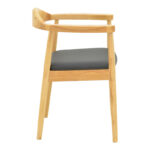 Πολυθρόνα Joube pakoworld rubberwood σε φυσική απόχρωση με μαύρο pu μαξιλάρι 59x48x73εκ - Image 3