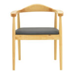 Πολυθρόνα Joube pakoworld rubberwood σε φυσική απόχρωση με μαύρο pu μαξιλάρι 59x48x73εκ - Image 4