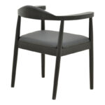 Πολυθρόνα Joube pakoworld rubberwood σε μαύρη απόχρωση με μαύρο pu μαξιλάρι 59x48x73εκ - Image 2