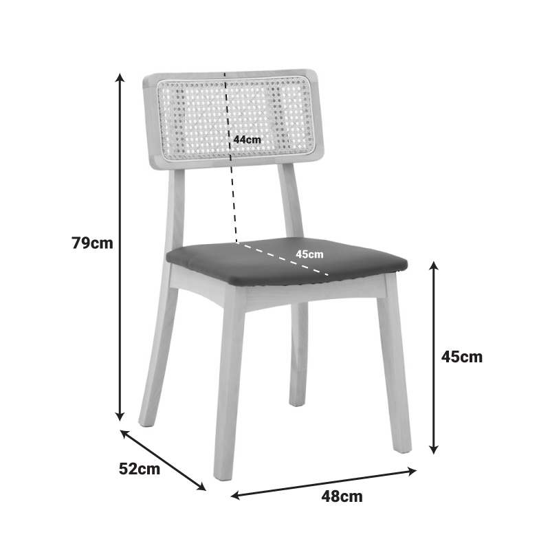 382-000004-1 Καρέκλα Renna pakoworld ξύλο οξιάς σε φυσική απόχρωση με μαύρο pu μαξιλάρι 48x52x79εκ - Image 1
