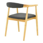 Πολυθρόνα Sandi pakoworld rubberwood σε φυσική απόχρωση με μαύρο pu μαξιλάρι 50x60x80εκ - Image 2