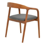 Πολυθρόνα Hogie pakoworld rubberwood καρυδί- μαύρο pu μαξιλάρι 61x60x76εκ - Image 2