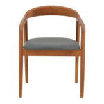 Πολυθρόνα Hogie pakoworld rubberwood καρυδί- μαύρο pu μαξιλάρι 61x60x76εκ - Image 4