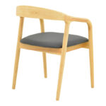 Πολυθρόνα Hogie pakoworld rubberwood σε φυσική απόχρωση με μαύρο pu μαξιλάρι 61x60x76εκ - Image 2