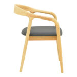 Πολυθρόνα Hogie pakoworld rubberwood σε φυσική απόχρωση με μαύρο pu μαξιλάρι 61x60x76εκ - Image 3