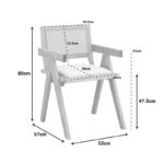 Πολυθρόνα Winslow pakoworld rubberwood σε φυσική απόχρωση-ύφασμα λευκό 51x54x80εκ