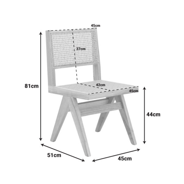 Καρέκλα Winslow pakoworld rubberwood-rattan σε φυσική απόχρωση 46x58x80εκ