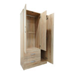 Ντουλάπα τρίφυλλη με 2 συρτάρια Lego pakoworld σε sonoma απόχρωση 90x42x180εκ