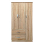 Ντουλάπα τρίφυλλη με 2 συρτάρια Lego pakoworld σε sonoma απόχρωση 90x42x180εκ - Image 3