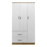 Ντουλάπα τρίφυλλη με 2 συρτάρια Lego pakoworld σε sonoma-λευκή απόχρωση 90x42x180εκ - Image 3