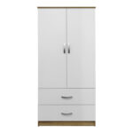 Ντουλάπα δίφυλλη με 2 συρτάρια Lego pakoworld σε sonoma-λευκή απόχρωση 80x42x180εκ - Image 3