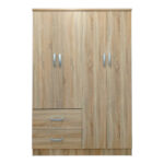 Ντουλάπα τετράφυλλη με 2 συρτάρια Lego pakoworld σε sonoma απόχρωση 120.5x42x181εκ - Image 3