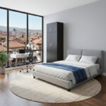 Ντουλάπα δίφυλλη και πατάρι Lego pakoworld σε wenge απόχρωση 80x42x240εκ