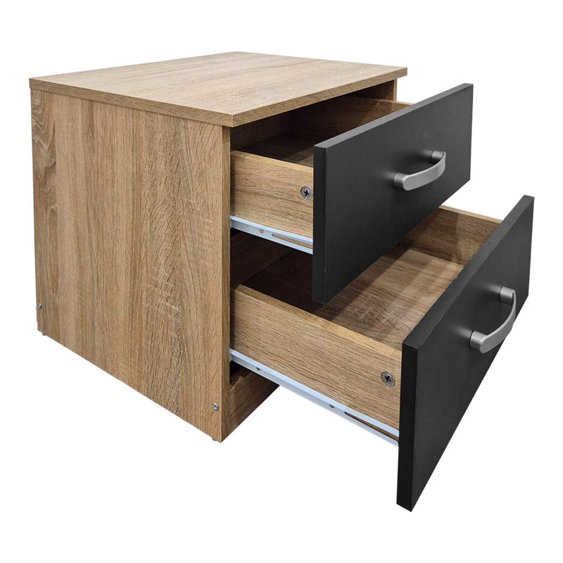 383-000105-1 Κομοδίνο Athos pakoworld σε sonoma-ανθρακί απόχρωση 48x40x41.5εκ - Image 1