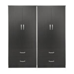 Ντουλάπα τετράφυλλη με συρτάρια Lego pakoworld wenge 160x42x180εκ - Image 2