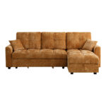 Γωνιακός αναστρέψιμος καναπές κρεβάτι Comfie pakoworld με αποθηκευτικό χώρο camel ύφασμα 260x156x98εκ - Image 4