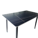 Τραπέζι Pembe pakoworld sintered stone μαύρη όψη μαρμάρου με μαύρα μεταλλικά πόδια 120x70x75εκ - Image 2