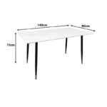 Τραπέζι Pembe pakoworld sintered stone λευκή όψη μαρμάρου με μαύρα μεταλλικά πόδια 140x80x75εκ - Image 4