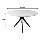 Τραπέζι Orbital pakoworld sintered stone λευκή όψη μαρμάρου με μαύρα μεταλλικά πόδια Φ120x76εκ - Image 3