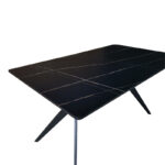 Τραπέζι Ezali pakoworld mdf μαύρη όψη μαρμάρου με μαύρα μεταλλικά πόδια 140x80x75εκ - Image 2