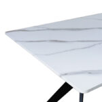 Τραπέζι Ezali pakoworld mdf λευκή όψη μαρμάρου με μαύρα μεταλλικά πόδια 140x80x75εκ - Image 2