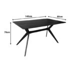 Τραπέζι Ezali pakoworld mdf λευκή όψη μαρμάρου με μαύρα μεταλλικά πόδια 140x80x75εκ - Image 4