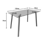 Τραπέζι Titta pakoworld γυάλινη επιφάνεια με λευκά μεταλλικά πόδια 120x70x75εκ - Image 4