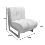 Πολυθρόνα Cocoon pakoworld ύφασμα σε λευκή -πόδια σε φυσική απόχρωση 65x75x77εκ - Image 3