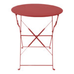 Τραπεζαρία Bistro pakoworld σετ 3τεμ μεταλλική αναδιπλούμενη σε terracotta απόχρωση Φ60x71εκ - Image 2