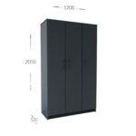 Ντουλάπα Τρίφυλλη Simple Γραφίτης 120x52x205cm - Image 2