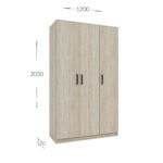 Ντουλάπα Τρίφυλλη Simple Σονόμα 120x52x205cm - Image 3