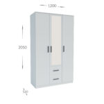 Ντουλάπα Τρίφυλλη Simple 3D2D Λευκή 120x52x205cm - Image 3