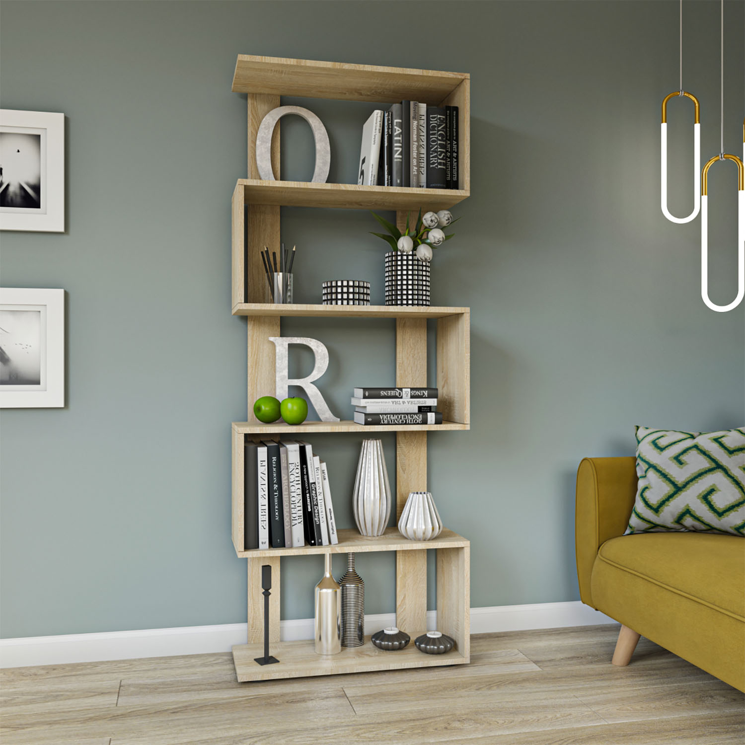 9463 Βιβλιοθήκη Regal 68x30x176cm Σονόμα - Image 1