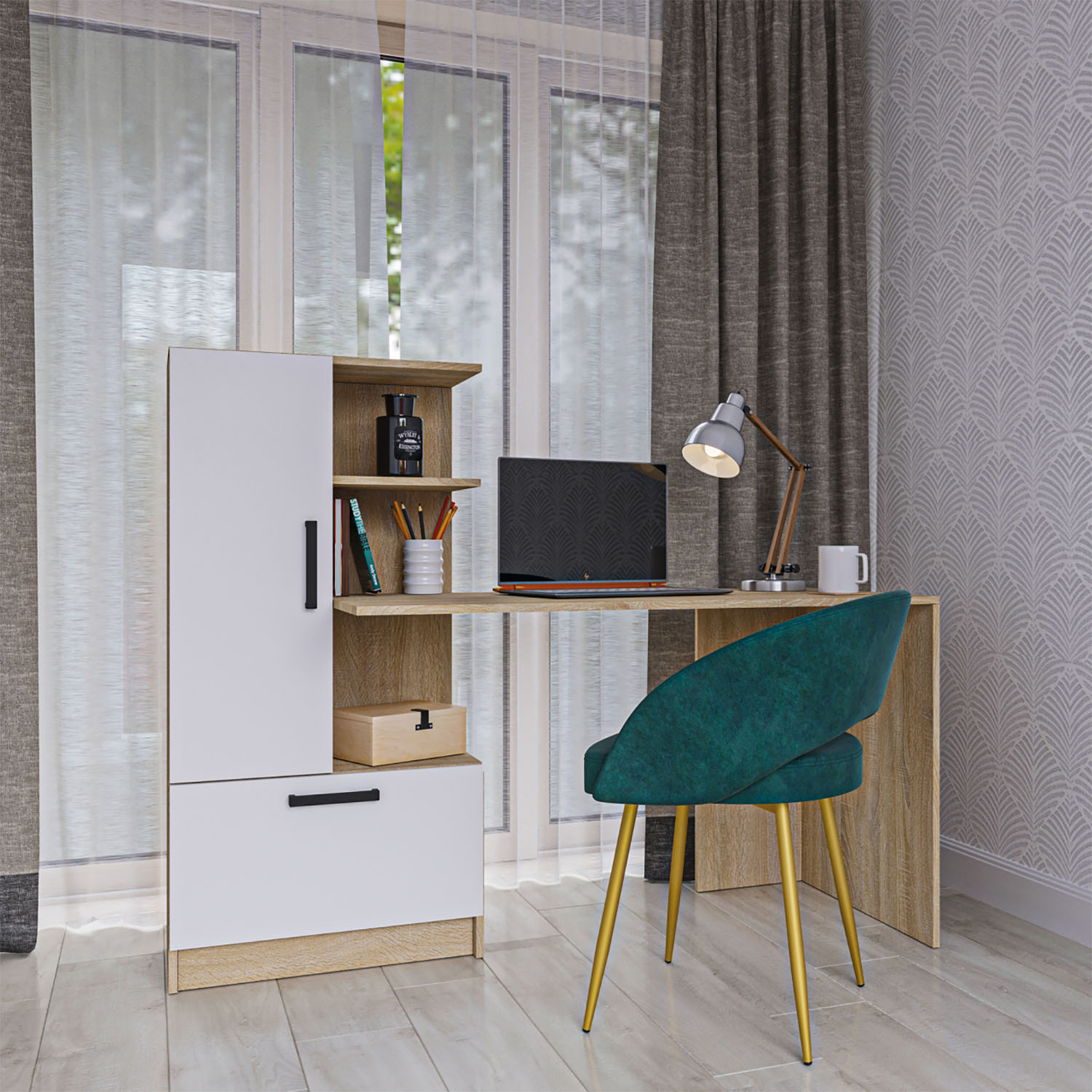 9512 Γραφείο Standart Σονόμα Λευκό 150x59x120εκ - Image 1