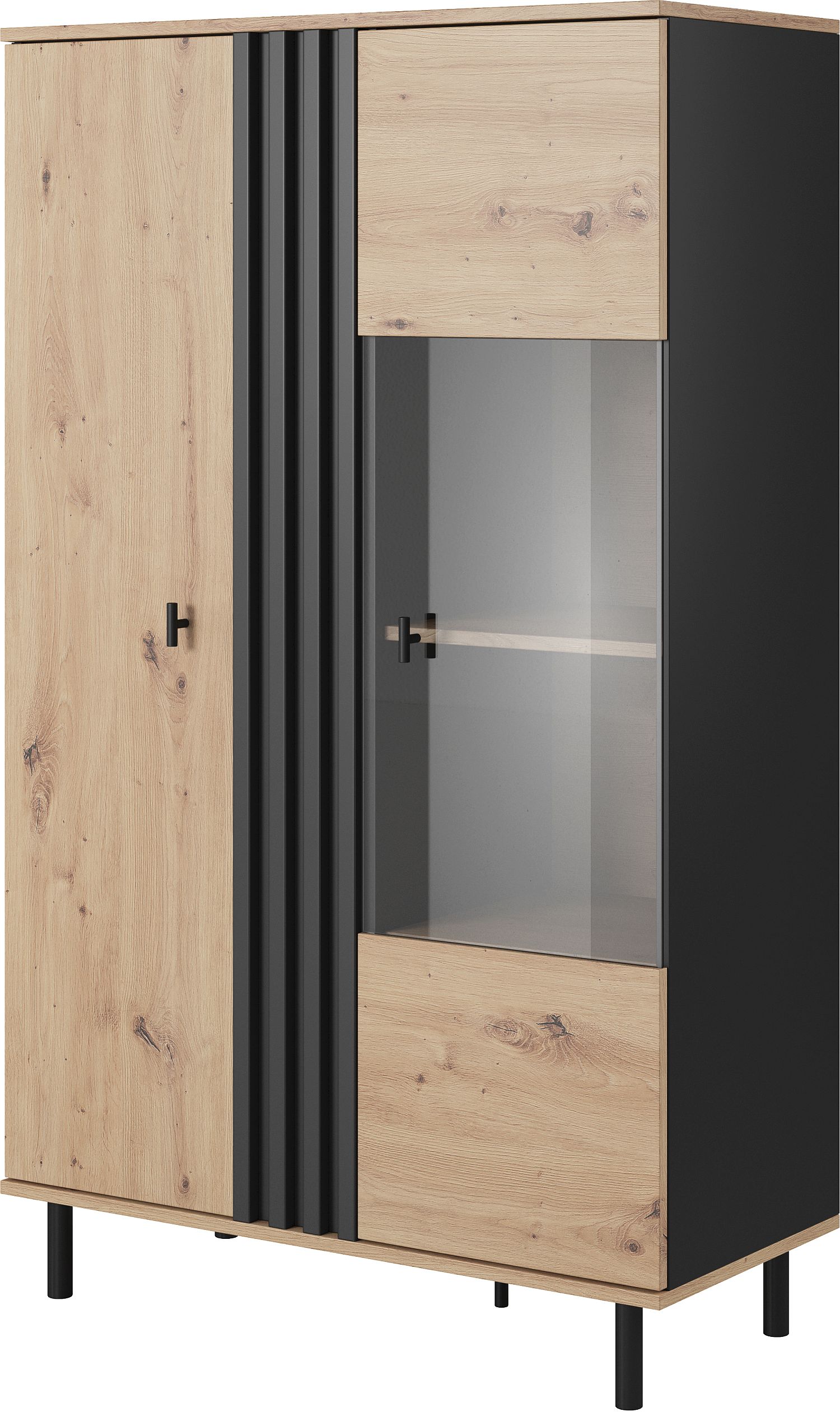 Madis_SV Βιτρίνα Madis φυσικό Artisan+Ανθρακί 90x149x40 cm - Image 1