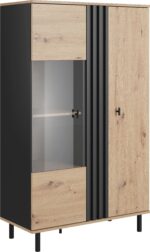 Βιτρίνα Madis φυσικό Artisan+Ανθρακί 90x149x40 cm - Image 2