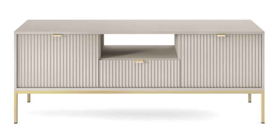 Nova_RTV154_Kaszmir_g Έπιπλο τηλεόρασης Nova Λευκό Kazmir + Χρυσό 154x56x39cm - Image 1