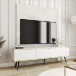 Έπιπλο τηλεόρασης ORO  Λευκό+ μαύρο 175x53x32cm