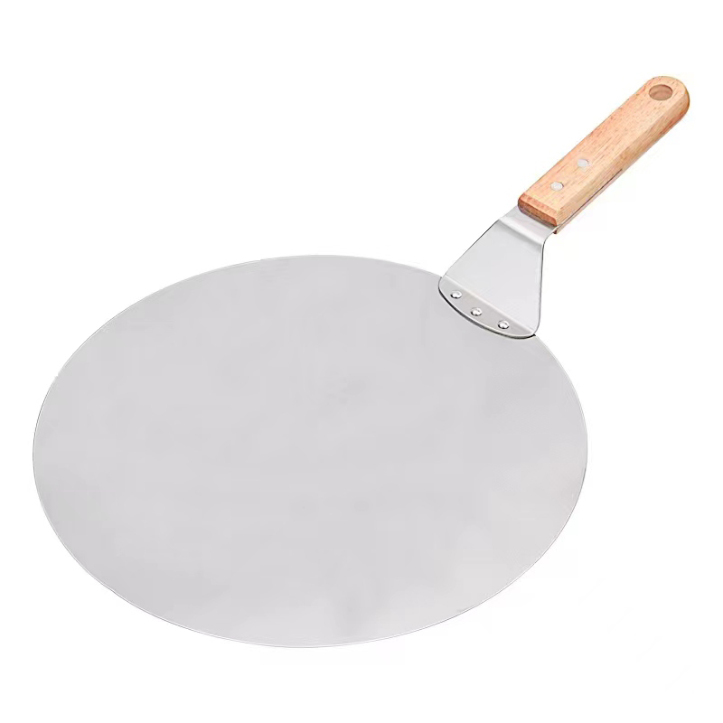 Pizza_peel_round_in_SS_430 ΣΠΑΤΟΥΛΑ ΠΙΤΣΑΣ ΣΤΡΟΓΓΥΛΗ ΙΝΟΧ - Image 1