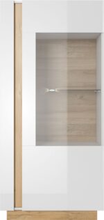 Βιτρίνα 36146W-ARC-SV Λευκό+Λευκό High Gloss+Grandson72x154x40cm - Image 2
