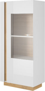 Βιτρίνα 36146W-ARC-SV Λευκό+Λευκό High Gloss+Grandson72x154x40cm