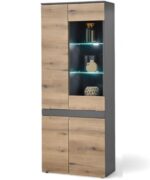 Επιδαπέδια Βιτρίνα TAYLOR Ανθρακί+ Φυσικό Evoke 75x192x38cm (ΜxΥxΒ)