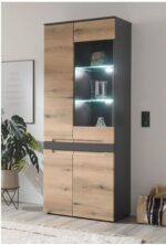 Επιδαπέδια Βιτρίνα TAYLOR Ανθρακί+ Φυσικό Evoke 75x192x38cm (ΜxΥxΒ) - Image 2