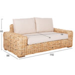 ΚΑΝΑΠΕΣ 2-ΘΕΣΙΟΣ TROPEL HM9809 ΞΥΛΟ MANGO-RATTAN ΦΥΣΙΚΟ-ΛΕΥΚΑ ΜΑΞΙΛΑΡΙΑ 192x88x70-85Υεκ. - Image 2