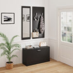 ΣΕΤ ΕΙΣΟΔΟΥ ΜΕ ΚΑΘΡΕΠΤΗ VERN HM2476.02 ΜΕΛΑΜΙΝΗ ΣΕ WENGE 80x27x175Υεκ - Image 3